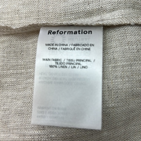 NWT Reformation Edina 100% Linen Dress Sz 8 Oatmeal Color Vacation Cruise Resort - Picture 11 of 12